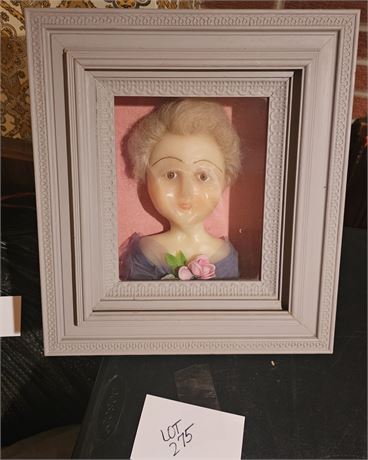 Shadow Box Wax Bust Head Framed