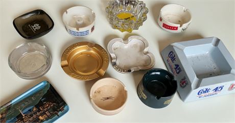 Vintage Ashtray Lot -  Colt 45 Malt Liquor, Wiel's Grande Biere Belge & More