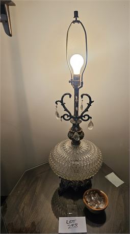 Vintage EF&EF Crystal & Brass Tabe Lamp