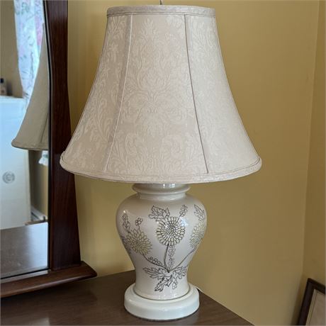 Floral Painted Off-White Table Lamp