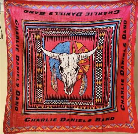 Vintage The Charlie Daniels Band Concert Tour Bandana Wall Decor 29" x 29"