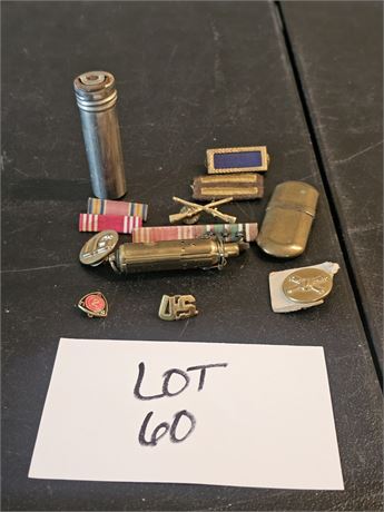 WW2 1930's Trench Lighter, #5 Brass Trench Lighter, Match Holder, WW2 Army Ribbo