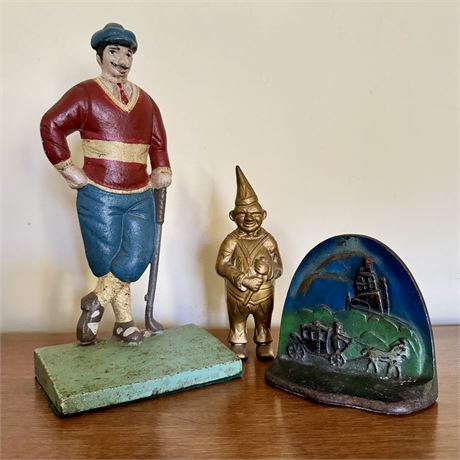 Cast Iron Doorstop, Bookend and Clown Bank