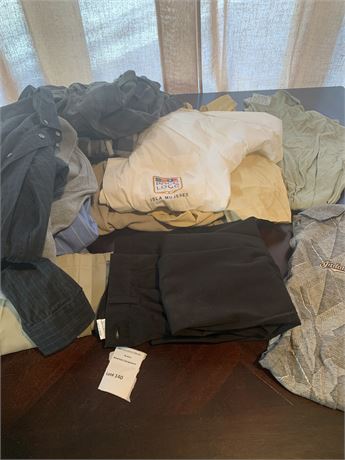 Men's Clothing Lot Button Down & Polo Shirts, Trousers Sizes Small, Medium, XXL