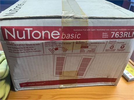 NuTone 763RLM Ventilation Fan W/Light In Original Box