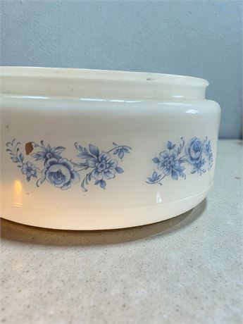 Vintage Milk Glass Replacement Shade W/Cornflower Blue Rose Pattern