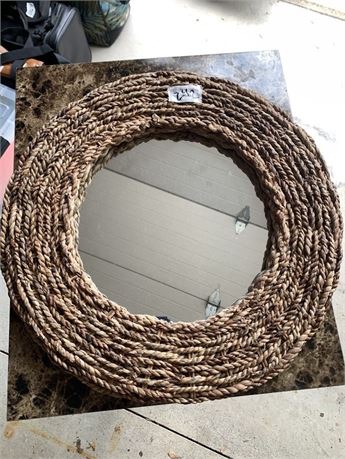 Shoreline Round Port Hole Rope Framed Mirror Coastal or Lake Home Decor