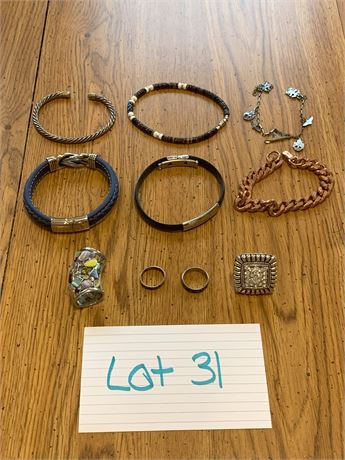 Bracelet and Ring Lot 6 Bracelets and 4 Rings