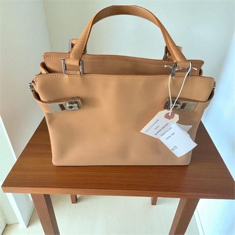 Salvatore Ferragamo Gancini Beige Leather Handbag