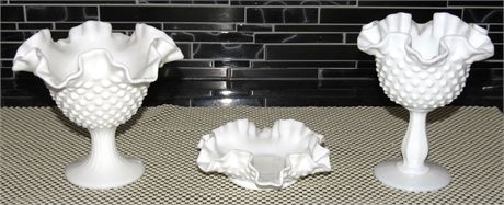 Vintage Fenton Hobnail Milkglass Dishes