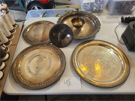 Mixed Silverplated Trays & Servers
