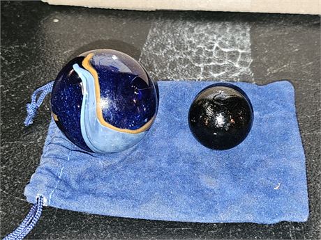 2 Large Marble Shooters - Moon Marble & Blue Space