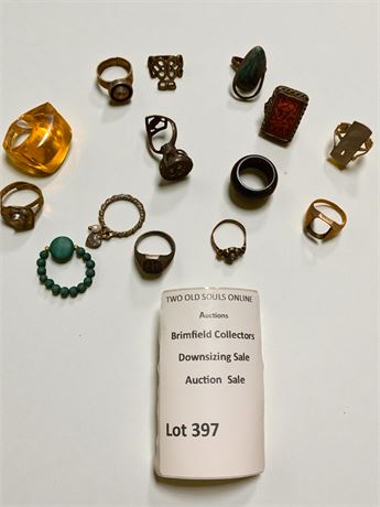 Bronze Ring, 1960s Siren Whistle Ring W/Elephant Cutout, Cat's Eye Signet Ring