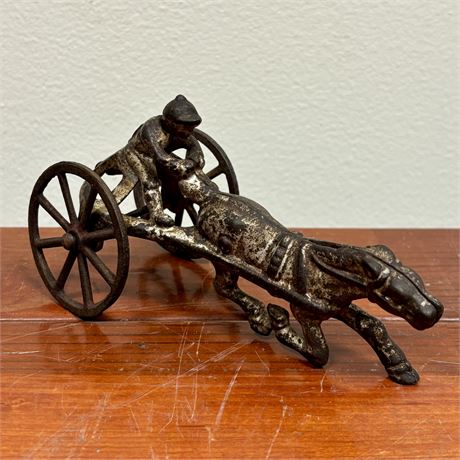 Antique Cast Iron Horse and Jockey - 6"L