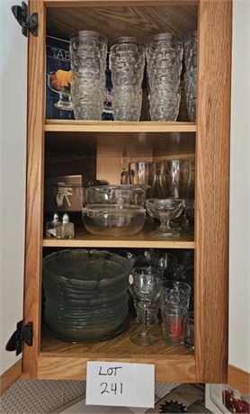 Cupboard Cleanout:Mixed Clear Glass Plates / Bowls / Glasses & More