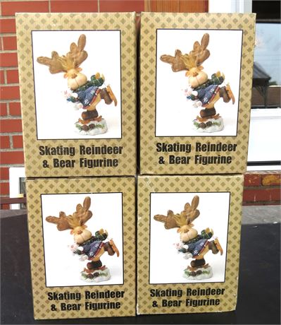 Skating Reindeer, Bear Figurines