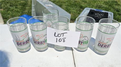 Kentucky Derby 118 Drinking Glasses x6 1992