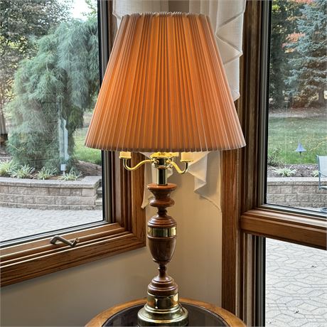 Wood and Metal Bouillotte Style Table Lamp