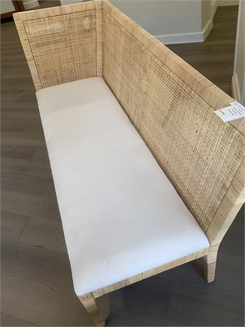 Bohemian Acacia Natural Rattan Dining Banquette Bench in Light Honey