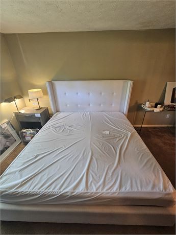 Arhaus King Size Bed Frame With Tempur-Pedic Mattress Breckin Upholstered Bed