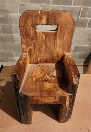 Handcarved Wooden Toddler Chair