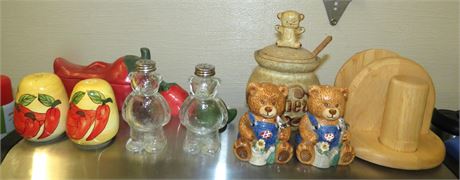 Salt & Pepper Shakers, Honey Pot, Etc