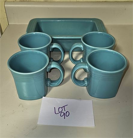 Fiesta "C" handle Coffee Mugs & Loaf Pan