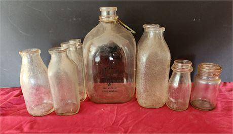 Vintage Milk, dairy glass bottles, jugs