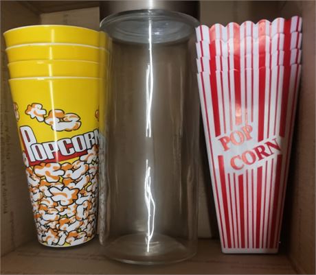 Reusable Movie Popcorn Tubs/Cups, Hula Girl Plastic Tumbler Cups & More