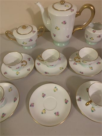 Vintage OAC Okura Japan China Coffee/Tea Service Set With Roses, Small Flowers