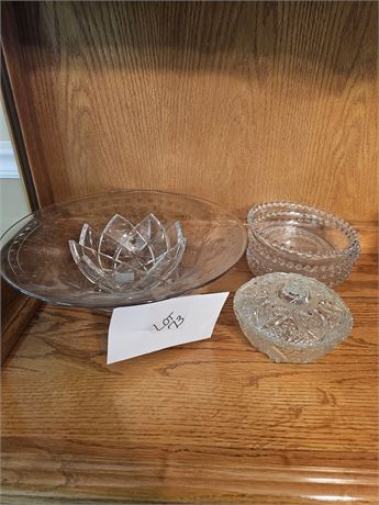 Mixed Clear Glass: Large Daisy Fruit Bowl, Mikasa, Candlewick & More