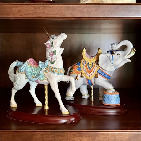 Lenox Carousel Unicorn and Elephant Figurines (See Desc.)