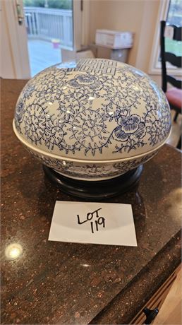 Blue & White Asian Inspired Lidded Bowl