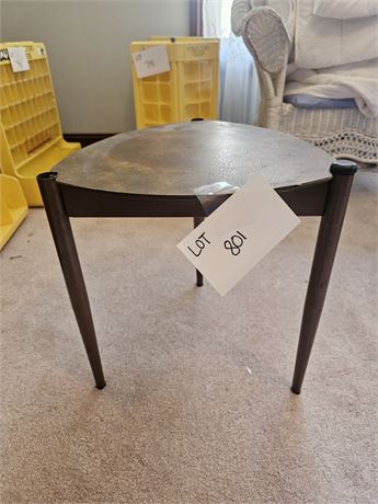 Mid-Century Modern "Guitar Pick" Stacking Accent Table with Brown Faux Leather