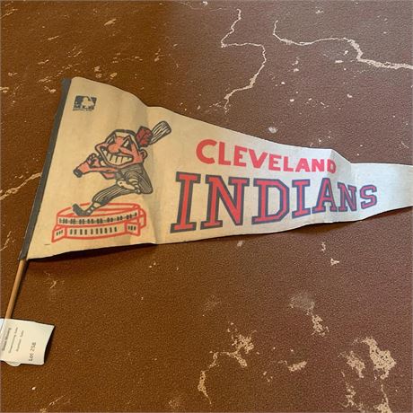 1960s Cleveland Indians Pennant On a Stick Featuring Chief Wahoo