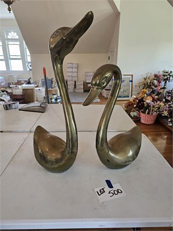 Large Brass Swans