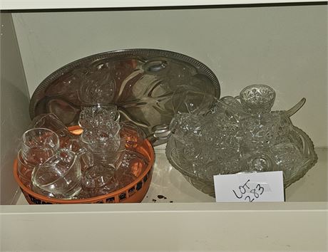 Glass Punch Bowl Set With Extra Cups & More