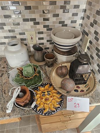 Mixed Home Decor- Crocks, Pie Plate & More