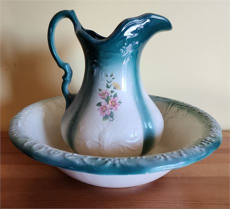 Ceramic Pitcher & Bowl