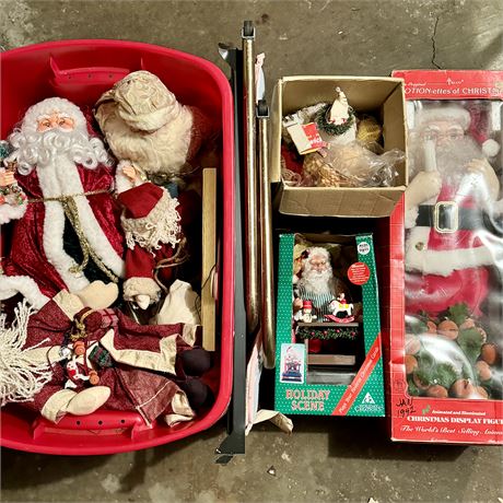 Vintage Motion Santas, Tote Filled Santa’s and More..