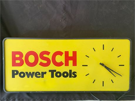 Vintage Kolux Brand Bosch Power Tools Illuminated Sign Clock Tested Works Rare