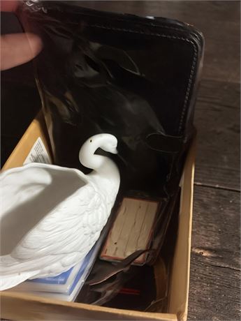 Vintage FTD White Swan Planter, Woven Wicker & Bamboo Baskets & More