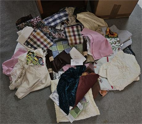 Large Mixed Box Of Linens- Table Cloths, Runners, Placemats & More