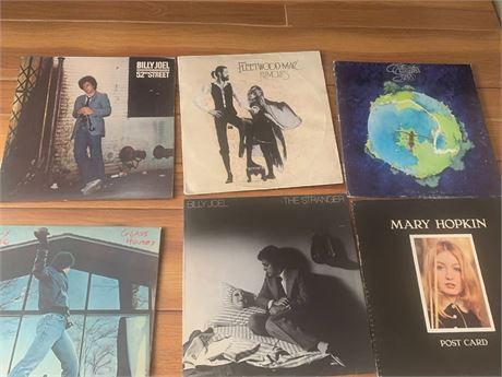 Record Album Lot of 6 - Billy Joel, Fleetwood Mac, Mary Hopkin, Yes
