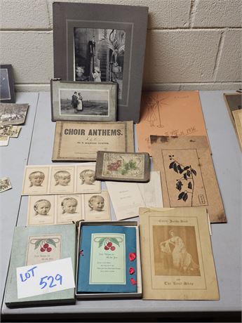 Mixed Antique Lot:Advertising Cards/Programs/Art & More