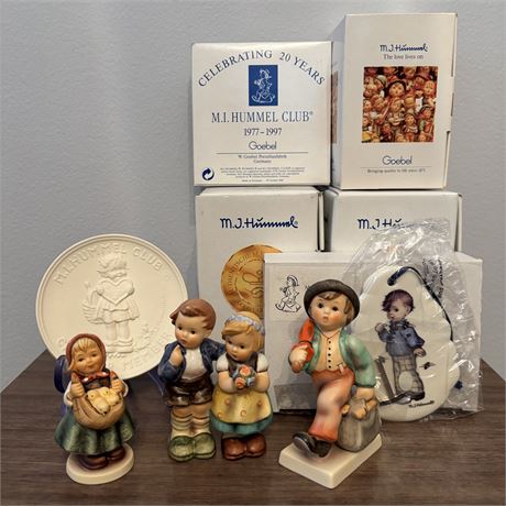 Lot of 3 Hummel TM7 Figurines & Club Items w/ Boxes