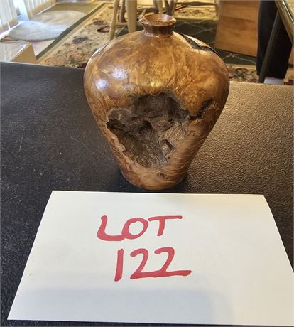 Bill Jackson Signed Mallee Root Burl Hand Turned Wood Vessel Measuring 3"H