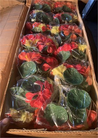 I.A.C. Decorative Artificial Tropical Hibiscus Flowers W/Leaves-Box of 12 Dozen