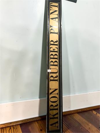 Vertical Wood Framed Akron Rubber Plant Advertising Sign