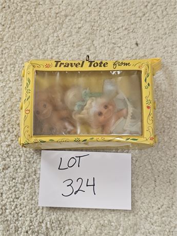 Vintage 1960's Dam C 64 3"Troll, Wishnik 3" Troll & Bunallan Travel Tote